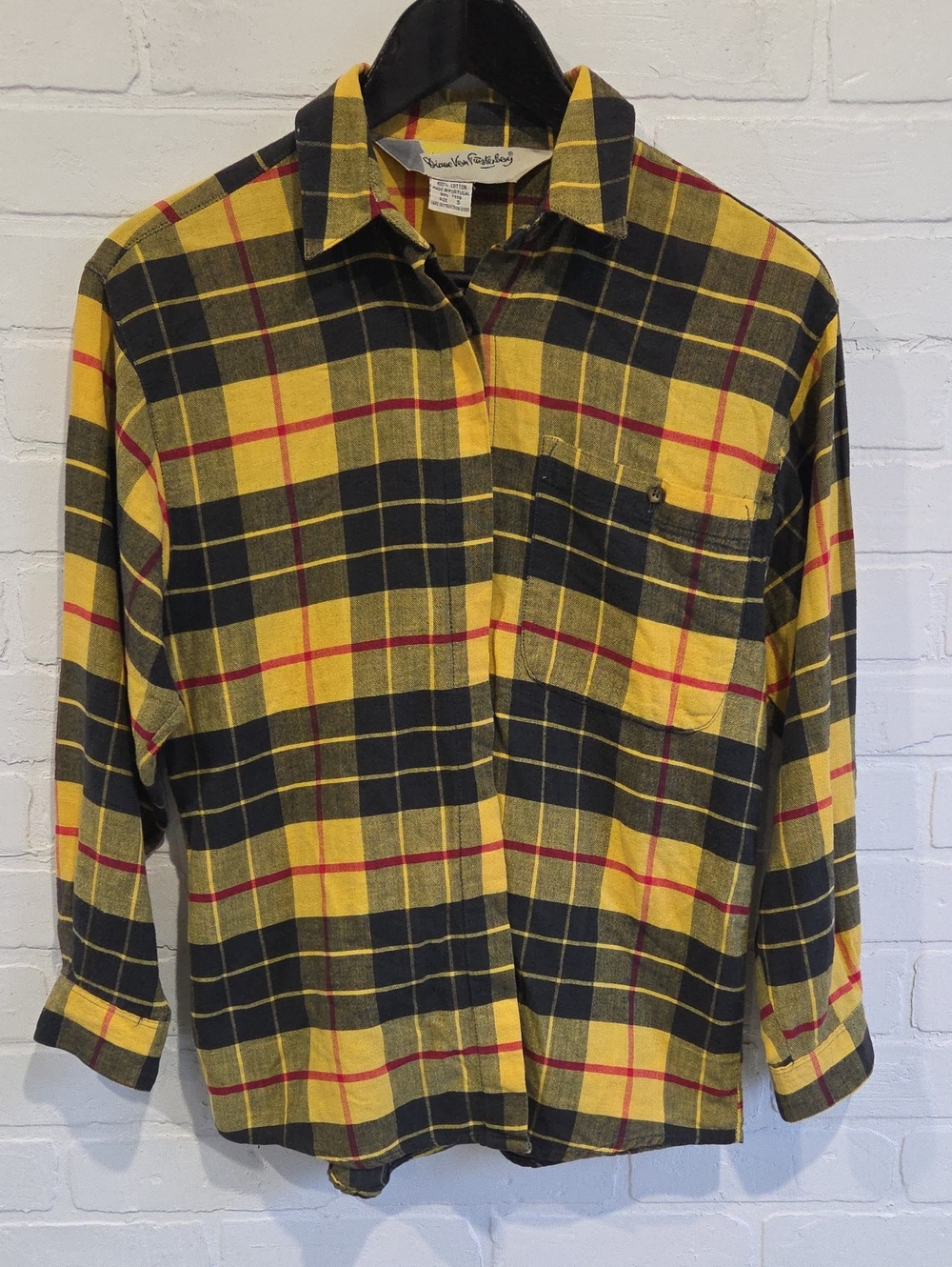 Diane Von Furstenberg Yellow, Black & Red Plaid Button-Down Shirt